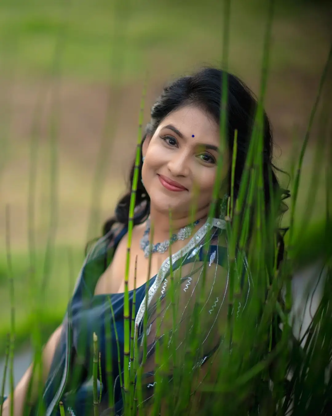 Telugu Actress Gayatri Bhargavi in Blue Lehenga Choli